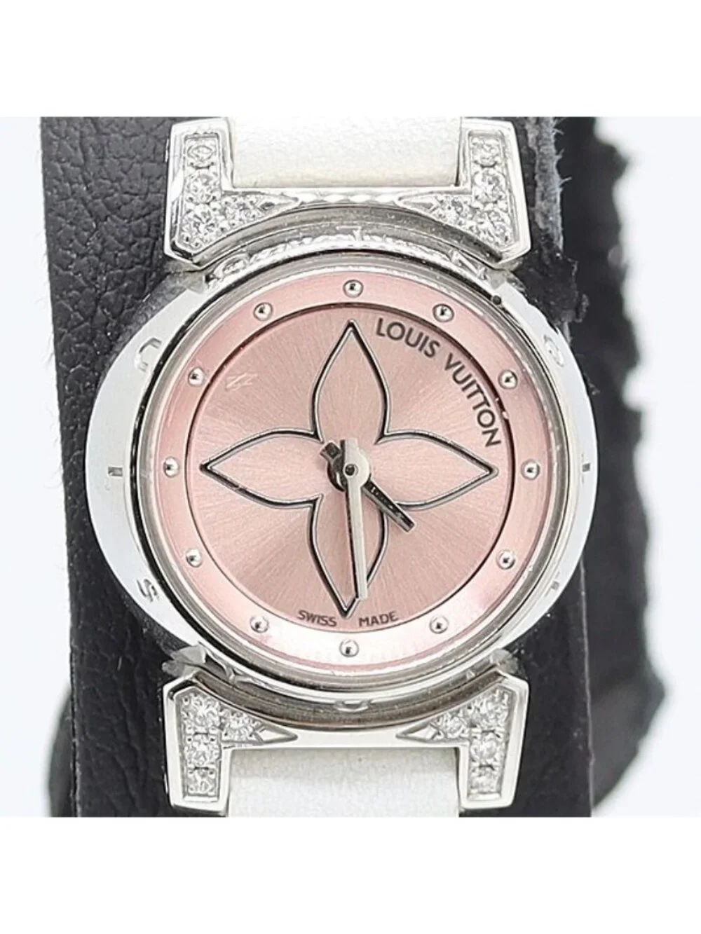 Louis Vuitton Tambour Quartz Pink Dial Watch